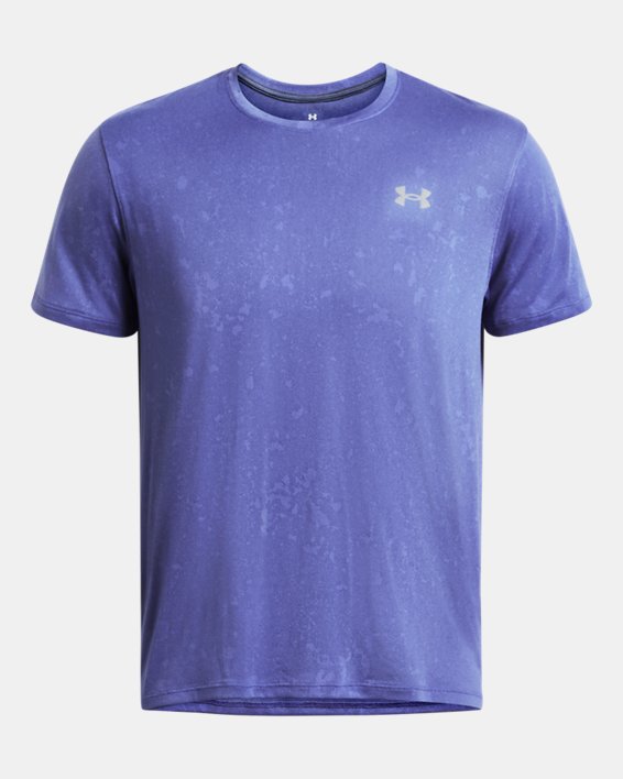 Men's UA Launch Splatter Short Sleeve in Purple image number 3